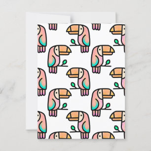 Carte Postale toucan jungle oiseau pastel arc-en-ciel motif