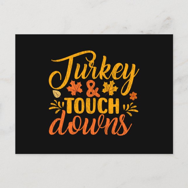 Carte Postale Touch Downs de dinde de Thanksgiving Famille Footb (Devant)