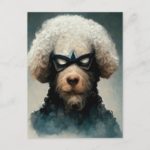 Carte Postale Touche de super-héros canin sur un caniche