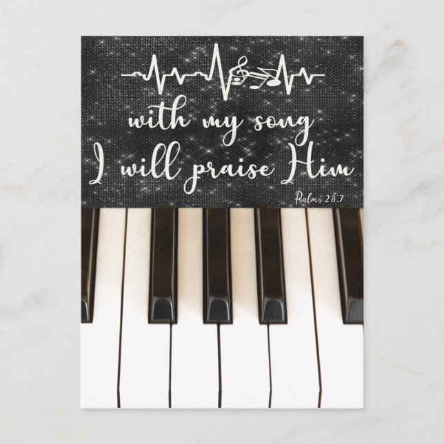 Carte Postale Touches de piano avec Psaumes Bible Verse Citation (Devant)
