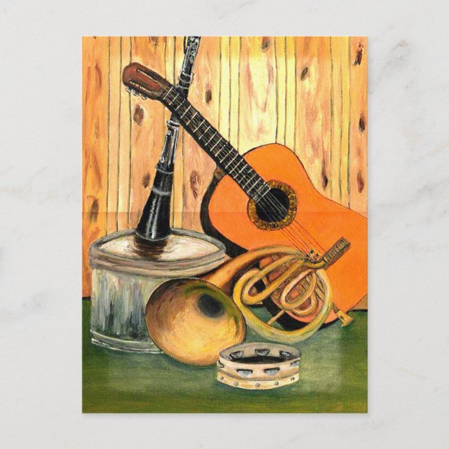 Carte Postale Toujours la vie avec des instruments de musique (Devant)