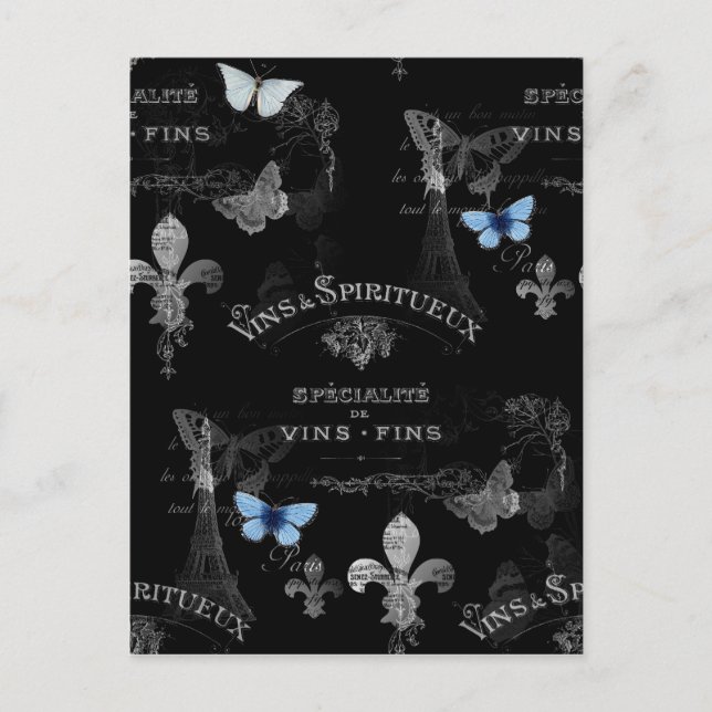 Carte postale Toujours Paris Butterflies (Devant)