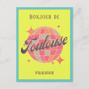 Carte Postale Toulouse France voyage bonjour rétro coloré