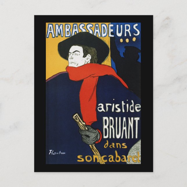 Carte Postale Toulouse-Lautrec Ambassadeurs Aristide Bruant (Devant)