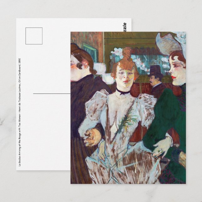 Carte Postale Toulouse-Lautrec - La Goulue Arrivée à la Rouge (Devant / Derrière)
