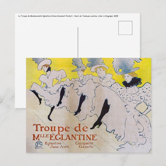 Carte Postale Toulouse-Lautrec - Troupe de Mlle Eglantine (Devant / Derrière)