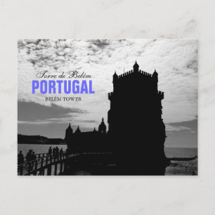 Carte Postale Tour Belem Blanc Noir Silhouette 2 Torre Belem