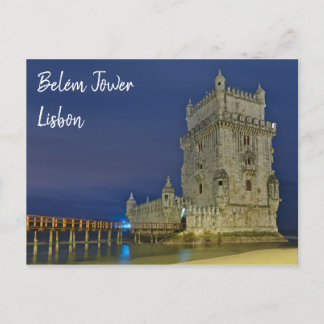 Carte Postale Tour Belem la nuit à Lisbonne. Portugal