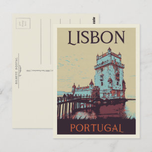 Carte Postale tour Belem tour illustration Portugal