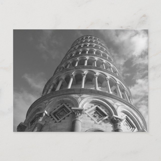 Carte Postale Tour blanche noire de Pise Italie (Devant)