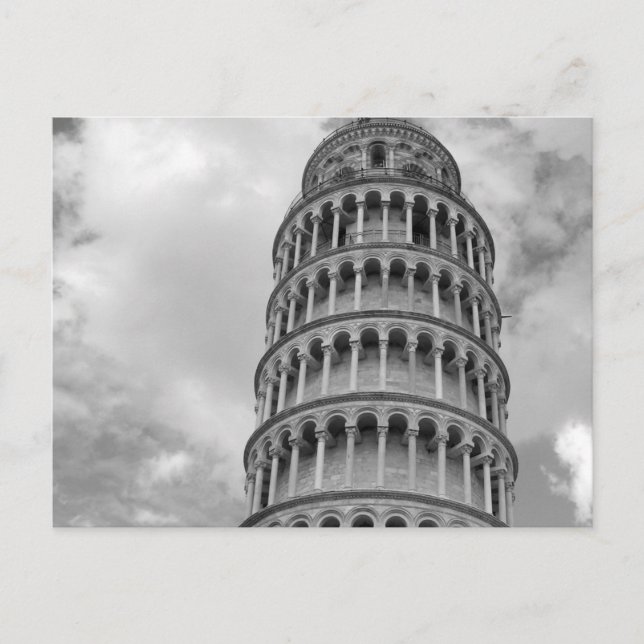 Carte Postale Tour blanche noire de Pise Italie (Devant)
