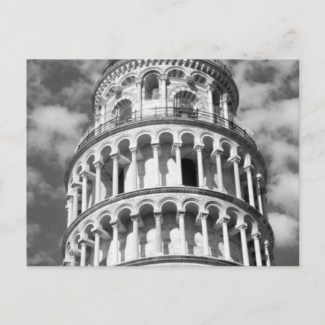 Carte Postale Tour blanche noire de Pise Italie (Devant)