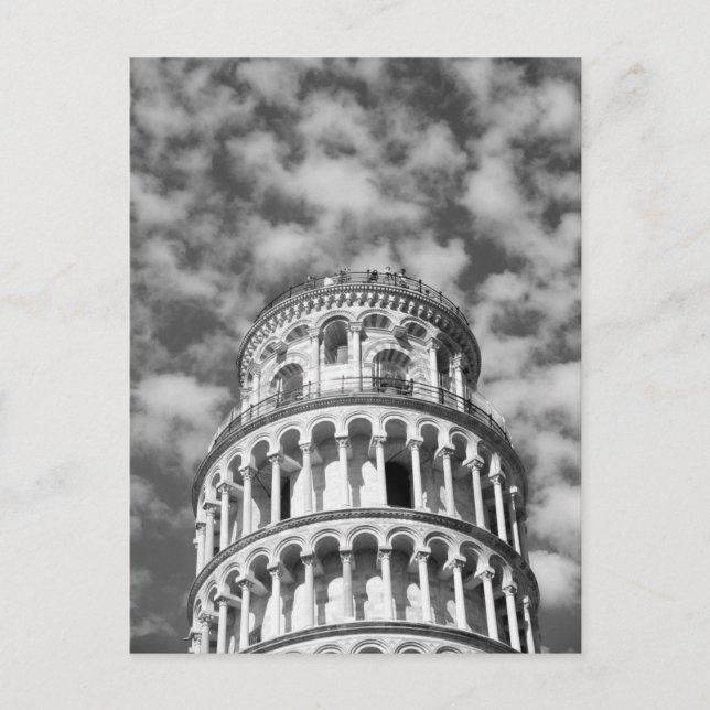 Carte Postale Tour blanche noire de Pise Italie (Devant)