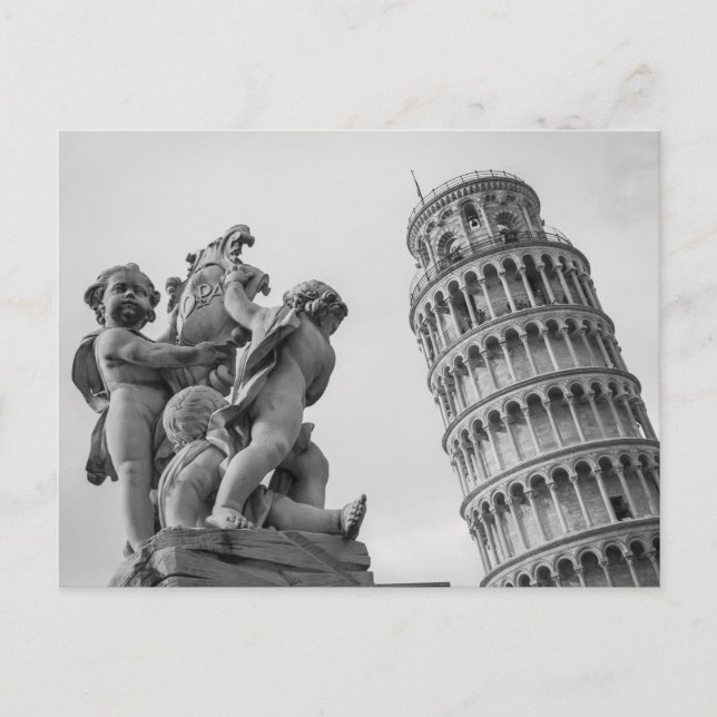 Carte Postale Tour blanche noire de Pise Italie (Devant)