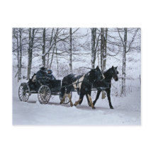 Tour-Carte postale amish de chariot d'hiver de