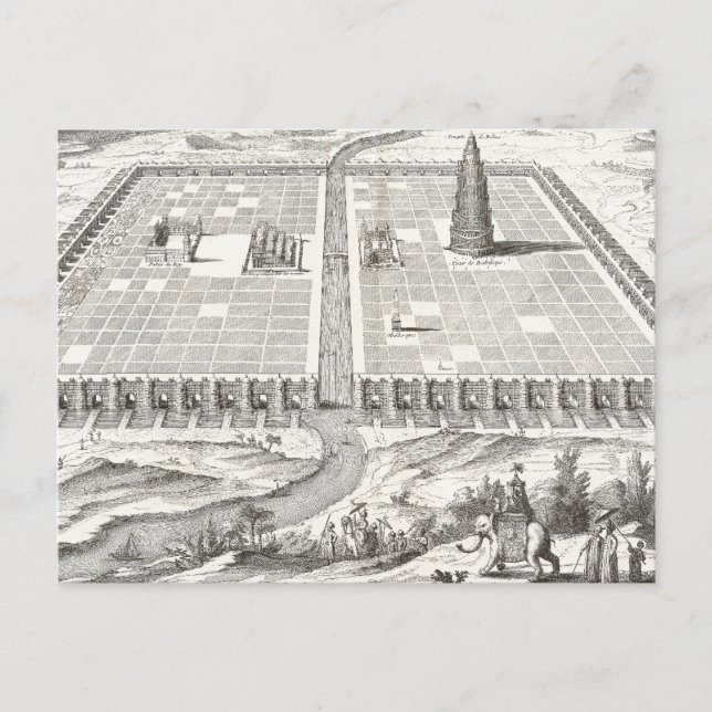 Carte Postale Tour de Babel, Jardins suspendus de Babylone Vinta (Devant)