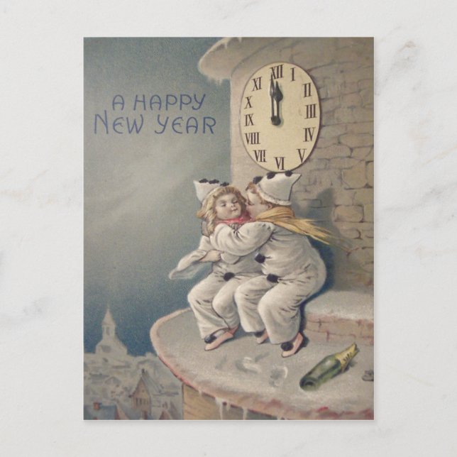 Carte Postale Tour de l'Horloge Enfants Minuit (Devant)