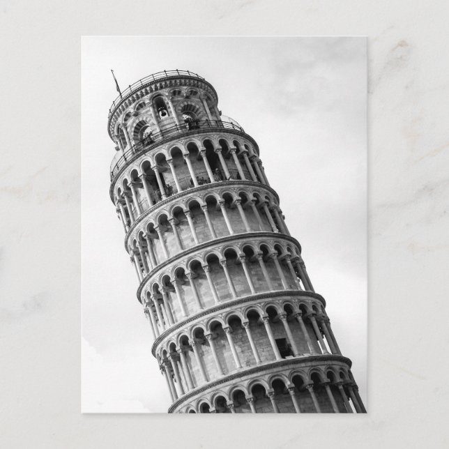 Carte Postale Tour de Pise en noir et blanc Italie (Devant)