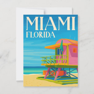 Carte Postale Tour de sauvetage Miami Floride Plage