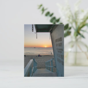 Carte Postale Tour de Sauveteur au Coucher du Soleil - Venice Be