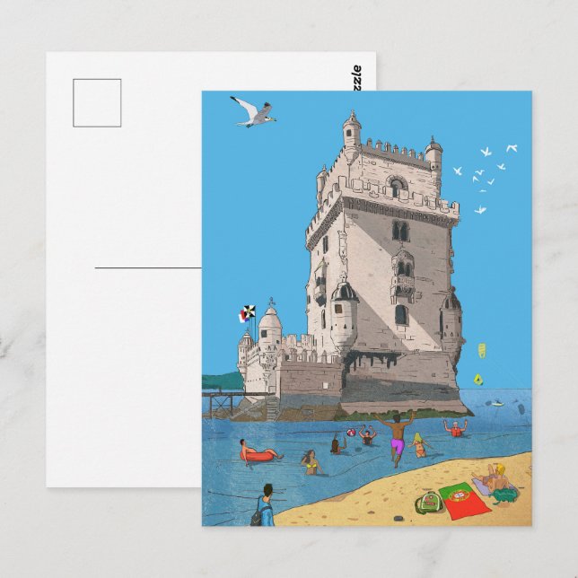 Carte Postale Tour de St. Vincent Lisbonne Portugal Illustration (Devant / Derrière)