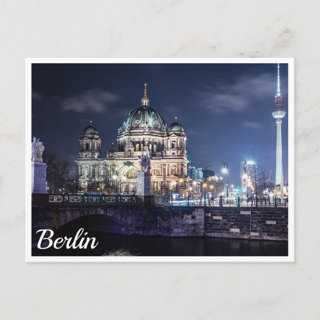 Carte Postale Tour de télévision et Cathédrale de Berlin à Berli (Devant)