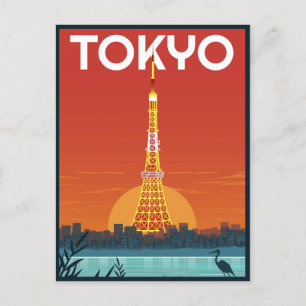 Carte Postale Tour de Tokyo Japon Voyages cadeaux rétro