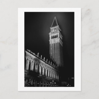 CARTE POSTALE TOUR DE VENISE SAN MARCO À LA NUIT B/W