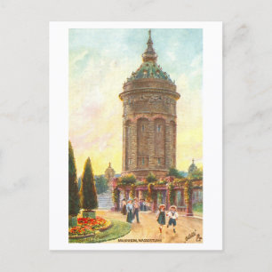 Carte Postale Tour d'eau vintage, Mannheim, Allemagne