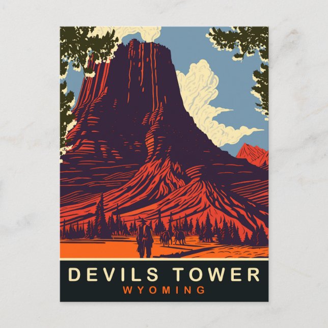 Carte Postale Tour Devils, Wyoming, Voyage (Devant)