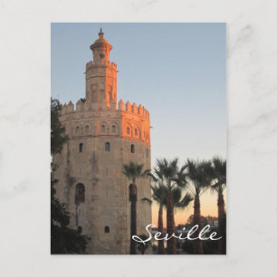 Carte Postale Tour d'or illuminée par le soleil à Séville, Espag
