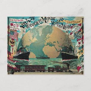 Carte Postale Tour du monde Voyage Poster vintage Art