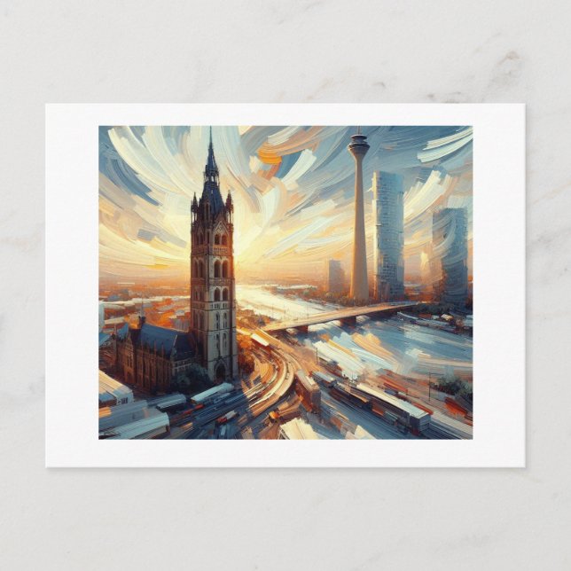 Carte Postale Tour du Rhin avec paysage allemand, (Devant)