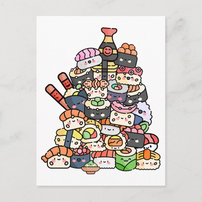 Carte Postale Tour du Sushi mignon (Devant)
