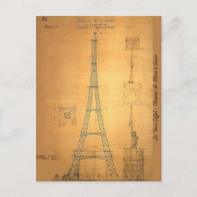 Carte Postale Tour Eiffel 1884 (Devant)