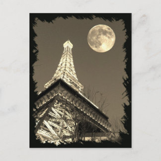 Carte Postale Tour Eiffel à Paris Las Vegas sous une Pleine lune