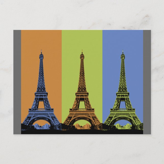 Carte Postale Tour Eiffel à Paris Triptyque (Devant)