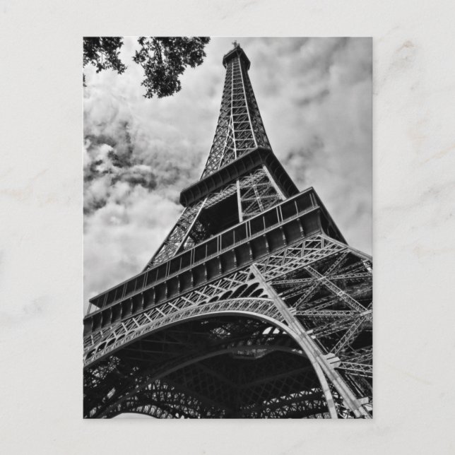 Carte Postale Tour Eiffel amour Paris Europe noir et blanc en gr (Devant)