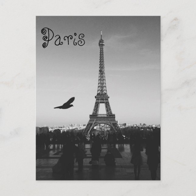 Carte Postale Tour Eiffel B&W (Devant)