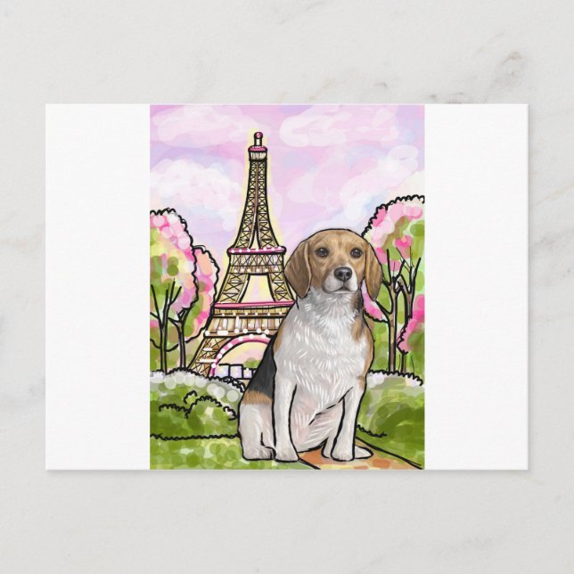 Carte Postale tour eiffel beagle paris (Devant)