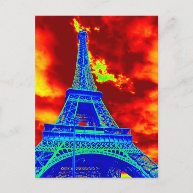 Carte Postale tour eiffel en feu (Devant)