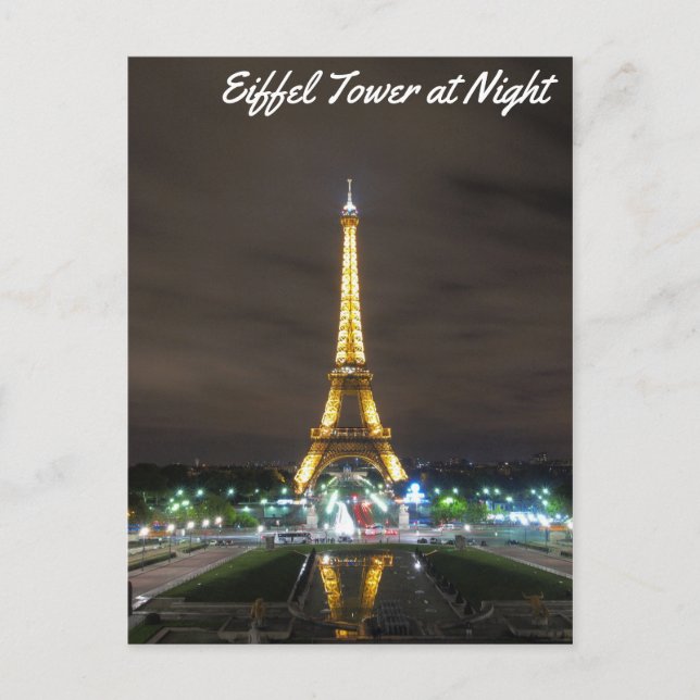 Carte Postale Tour Eiffel en soirée (Devant)