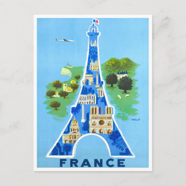 Carte Postale Tour Eiffel France voyage millésime (Devant)