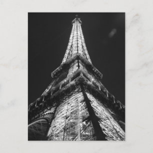 Carte Postale Tour Eiffel Noir Blanc à Paris Nuit