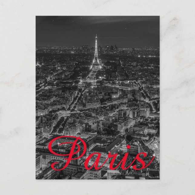 Carte Postale Tour Eiffel Noir Blanc Paris City Voyage Français (Devant)