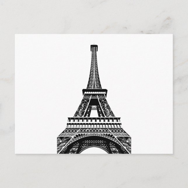 Carte Postale Tour Eiffel noir blanc Paris France Art (Devant)