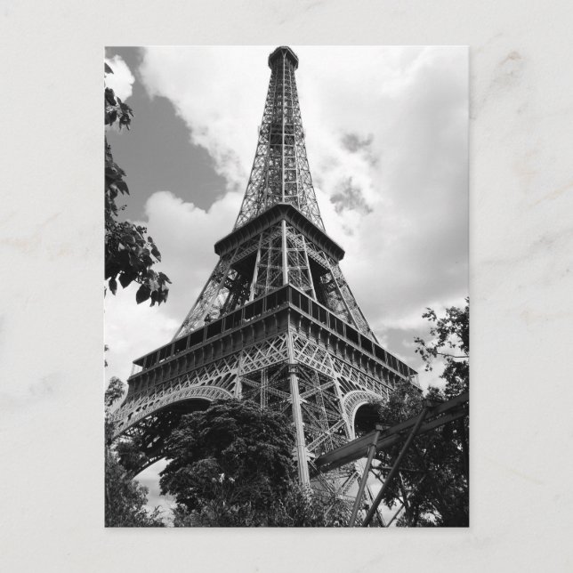 Carte Postale Tour Eiffel noir et blanc à Paris (Devant)