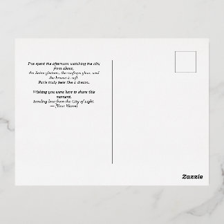 Carte postale Tour Eiffel Paris avec huile d'or - 