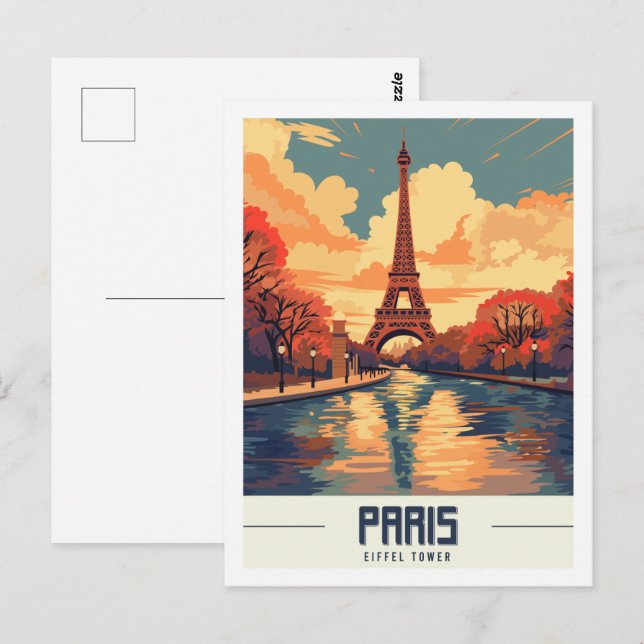 Carte Postale Tour Eiffel Paris France Lieu de voyage célèbre (Devant / Derrière)