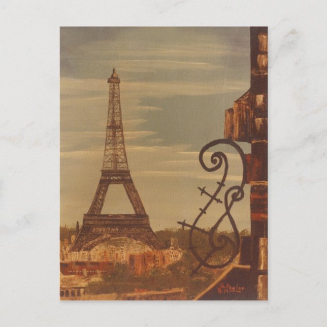 Carte Postale Tour Eiffel, Parisme France- Acrylique sur toile (Devant)